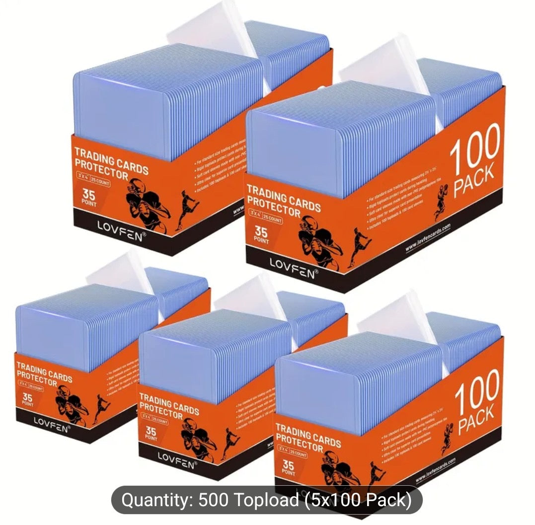100 Toploaders + 100 Sleeves Lovfen 35pt 3" X 4"