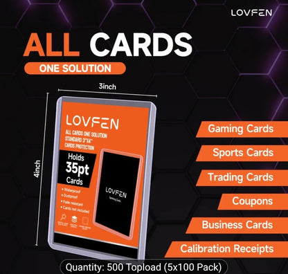 100 Toploaders + 100 Sleeves Lovfen 35pt 3" X 4"